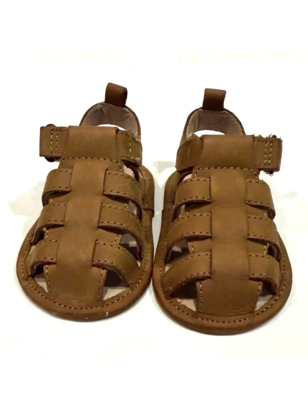 Ralph Lauren Darrell Leather Sandals Tan Crazyhorse Infant Baby Buckle Box Sz 2